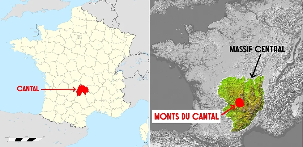 Carte Cantal situation géographique