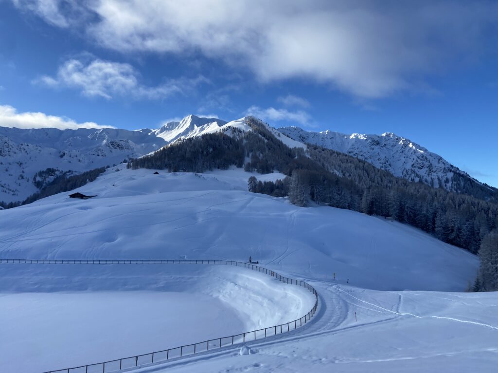 La Plagne sortie raquettes sur les hauteur sous le Mont Jovet